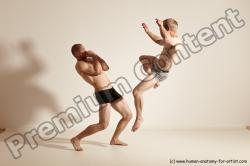 Underwear Martial art Man - Man White Moving poses Athletic Short Blond Dynamic poses Academic